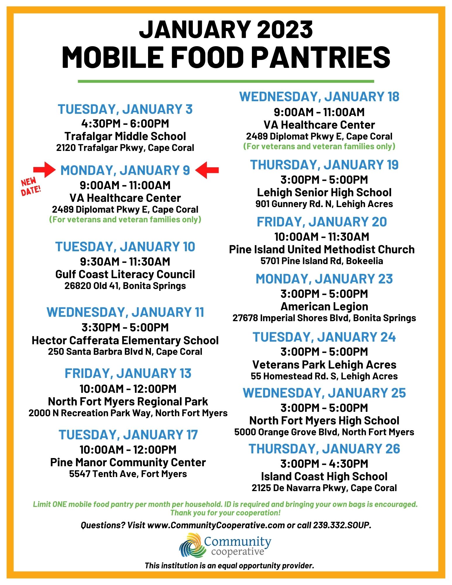 mobile food pantry schedule